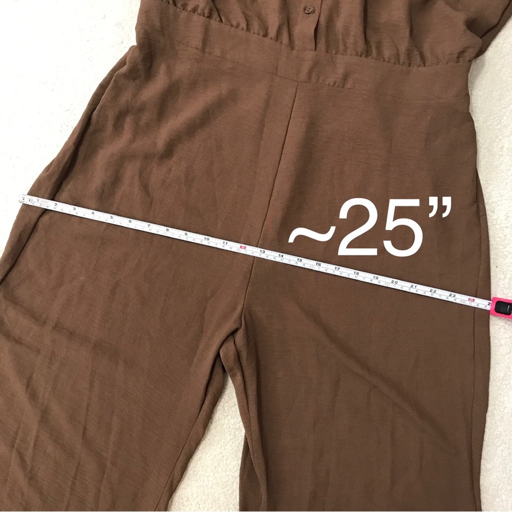 Fashion Nova Wide Leg Jumpsuit Short Sleeve Chocolate Brown Size 1X - Picture 10 of 16